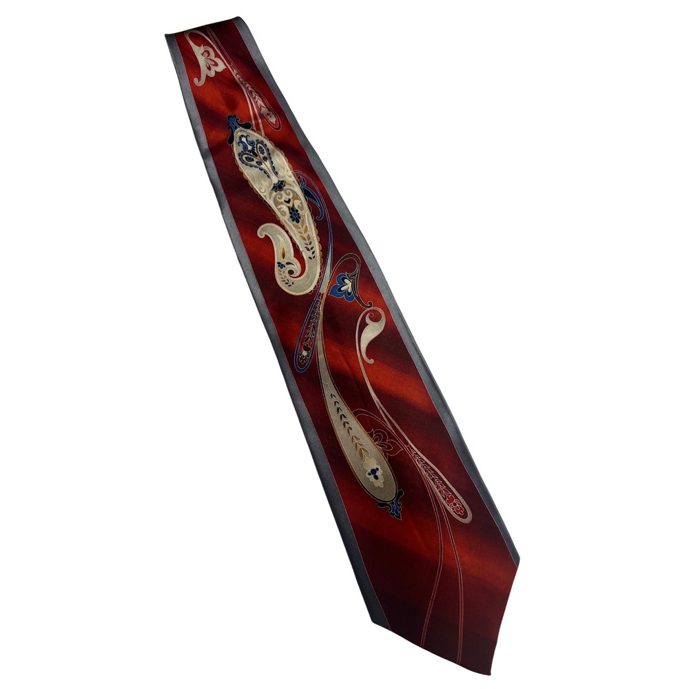 Stacy Adams‎ Necktie Mens OS Red Paisley Geometric Silk Formal Business Tie B32